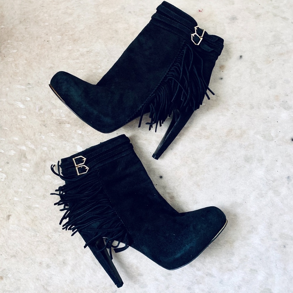Sam Edelman Black Fringe Booties